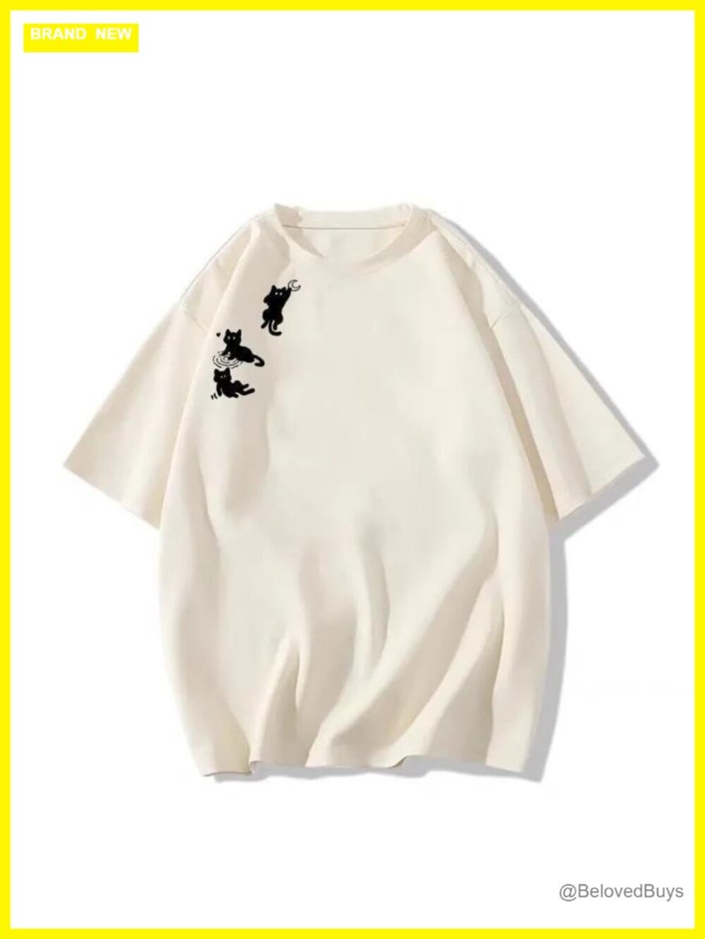 Oversized Cotton Cat Graphic Tee Kawaii Y2k Streetwear Top
